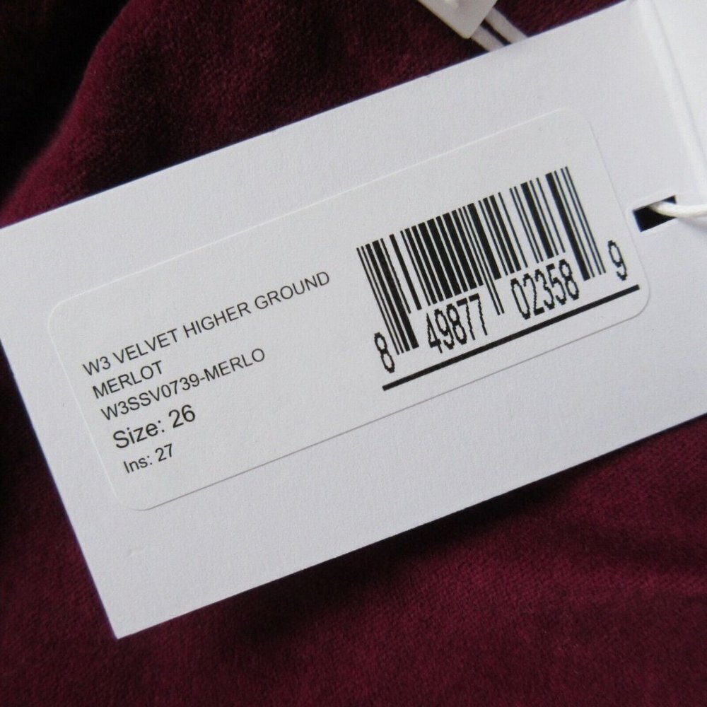 NWT 3x1 W3 Higher Ground in Merlot Stretch Velvet Mini Split Crop Pants 26 - Picture 3 of 5